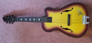 Vintage 1960s Sunburst Emenee Tiger Plastic Toy Guitar