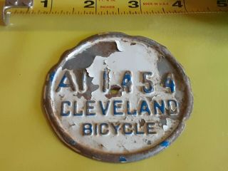 Vintage Cleveland (ohio) Bicycle License Plate 1940 