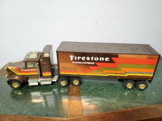Vintage Nylint Firestone Steel Radial Express 18 Wheeler Freightliner Semi Truck