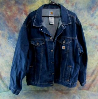 Vintage Mens Carhartt Denim Jean Trucker Jacket Blue Workwear Made In Usa Sz 3xl