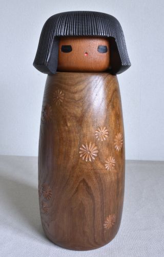 35.  8cm (14.  1 ") Japanese Sosaku Kokeshi Doll: Signed Sanpei