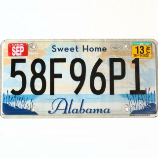 2013 United States Alabama Sweet Home Alabama Passenger License Plate 58f96p1