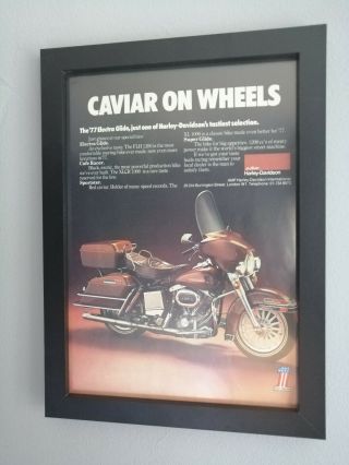 Vintage Retro Framed A4 Advert - Harley Davidson Flh 1200 - 1970 