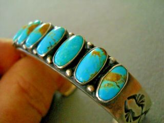 Highly Collectible KIRK SMITH Navajo Turquoise Row Sterling Silver Cuff Bracelet 3