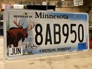 Minnesota License Plate Critical Habitat Moose Les Kouba Reinvest