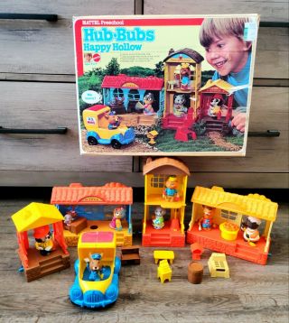 1975 Vintage Mattel Hub Bubs Happy Hollow Main Street Village Complete Playset