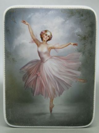 Fedoskino Russian Lacquer Box “ballerina” By Artist Slaeva L.  Hand Painted.