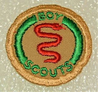 Red serpent boy Scout healthy Man proficiency Award Badge Tan Cloth Troop Small 