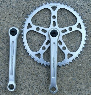 Vintage Sugino Maxy Forged 170mm 52 Tooth Crankset Black Plastic Dustcaps