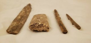 Pre - Historic Eskimo Bone Harpoons And Tools All Made Of Bone