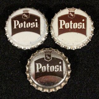 3 Potosi Brown Cork Lined Beer Bottle Caps Wisconsin Crowns Wisc Wi Vintage Pbc,