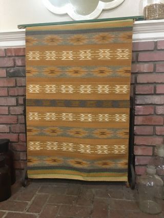 Vintage Navajo Wool Rug - Textile - Tapestry - Wall Hanging - Geometric 30”x47”