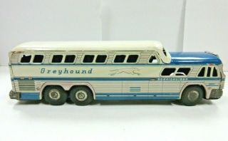 Vintage Tin Friction Greyhound Scenicruiser Bus Stone Japan 10 3/4 "