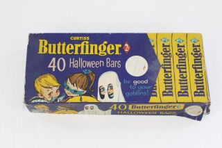 Vintage Halloween Butterfinger Candy Box 2 Cent Children In Costume 1960 Curtiss