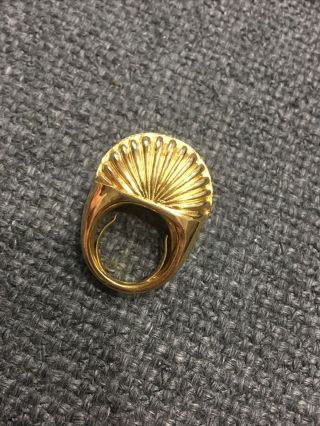 Vintage 70’s PAULINE RADER WHITE & Gold Tone Shell Dome Ring 7 - 8 3