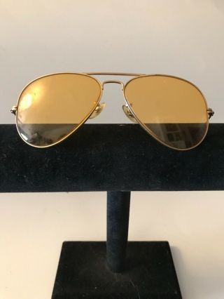 Vintage Ray Ban - Bausch And Lomb Aviator Yellow Amber Shooting Glasses 58[]14