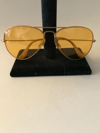 Vintage Ray Ban - Bausch and Lomb Aviator Yellow Amber Shooting Glasses 58[]14 2