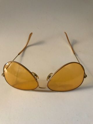 Vintage Ray Ban - Bausch and Lomb Aviator Yellow Amber Shooting Glasses 58[]14 3