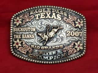 Bullrider Champion Rodeo Trophy Belt Buckle Vintage☆eagle Pass Texas ☆2007☆ 119