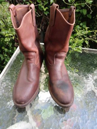Vtg Red Wing Shoes 2265 Brown Leather Steel Toe Western Work Boots Men Sz 11 Usa