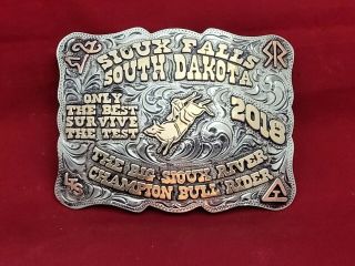 Champion Bull Riding Rodeo Trophy Belt Buckle☆2018☆sioux Falls South Dakota 230