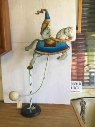 Vintage A M Kinetic Balance Toy Princess Riding Horse On Stand 2006