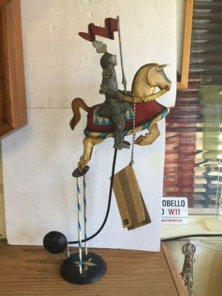 Vintage A M Kinetic Balance Toy Knight Riding Horse On Stand 2007