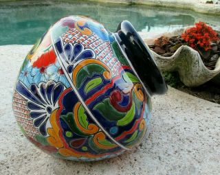 Mexican Talavera Pottery Garden Planter Cuban Tilt Spilling Flower Pot Lg 15x19 3