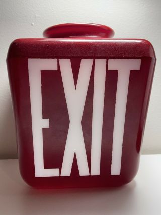 Vintage Exit Red Glass Globe Lamp Light Sign Triangle Shape