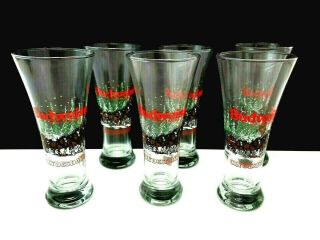 Budweiser Clydesdale Horses Pilsner Glasses Beer Christmas Winter Snow Set Of 6