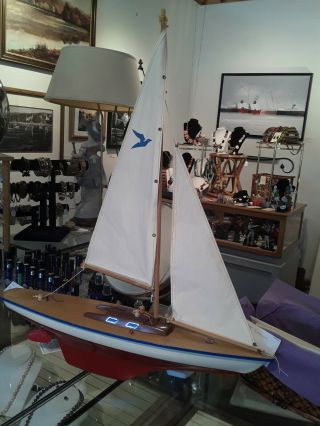 Vintage Pond Yacht Toy Sail Boat Seifert - Boote Schutzmarke Germany 21 3/4 " Long