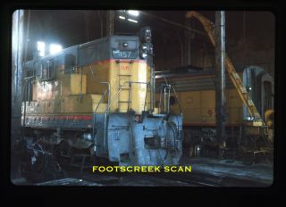 Union Pacific Sd7 457 In Roundhouse Cheyenne Wy 1967 Orig Color Slide