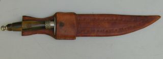 Old Orig.  Large Mexican Bowie Knife W/ Leather Sheath 1890 