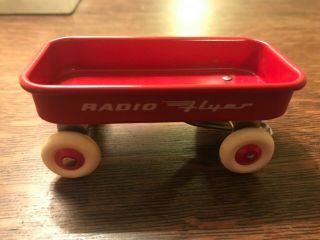 Vintage Miniature Radio Flyer Toy Metal Red Wagon In Great Shape W/ Box