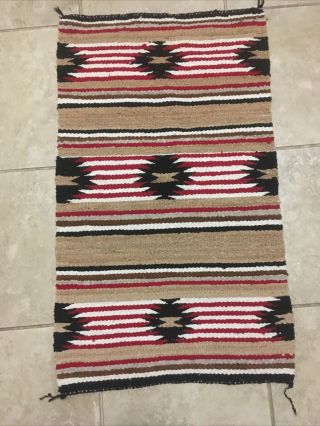 Vintage Hand Woven Wool Navajo Textile,  Wall Hanging Rug 32.  5”x 19”