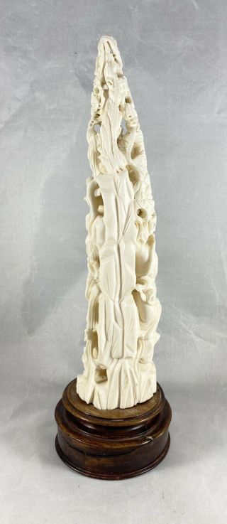 Vintage Asian Ivory Colored Carved Resin Tusk 3