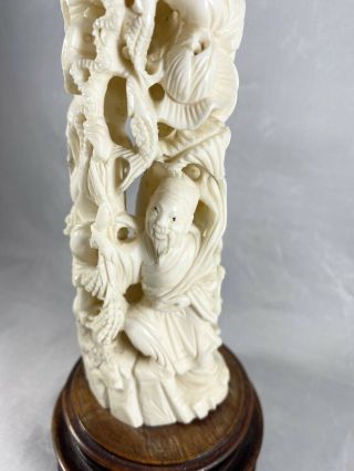 Vintage Asian Ivory Colored Carved Resin Tusk 6
