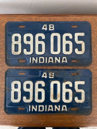 1948 Indiana License Plate Pair 896 065