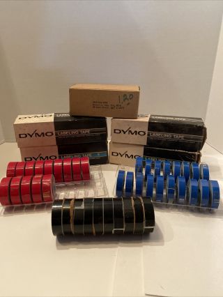 42 Dymo Primax Labelling Tape Vintage 3/4 " 1/2” Red Blue Black