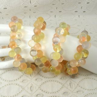 Vintage Monet Lemon Gold Peach Pastel Lucite Bubble Bead Cluster 33 " Necklace