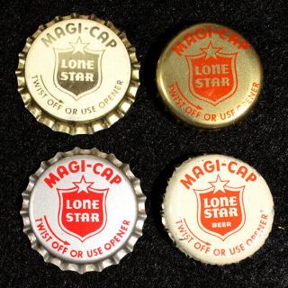 4 Lone Star Beer Magi - Cap Texas Plastic Lined Bottle Caps San Antonio Crowns Tx,