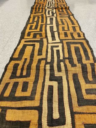 9 Feet African Congo Kuba Raffia Cloth Fabric Natural Woven Handmade