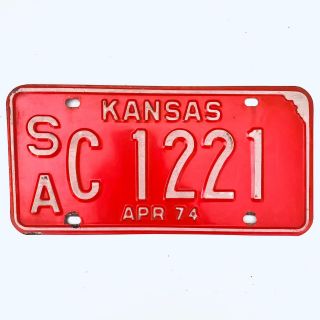1974 United States Kansas Saline County Passenger License Plate Sa C 1221