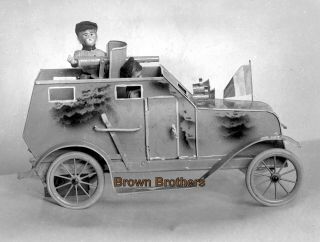 1910s Antique Toys Machine Gun & Military Vehicle Glass Photo Camera Negative