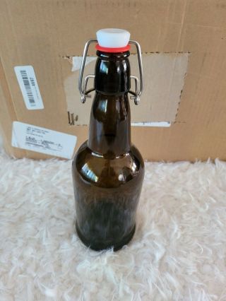 16oz Amber Glass Beer Bottles For Home Brewing - 12 Pack With Flip Caps