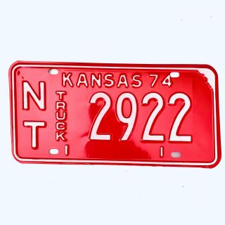 1974 United States Kansas Norton County Truck License Plate Nt 2922