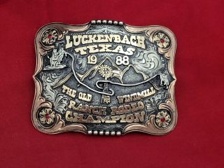 Rodeo Trophy Champion Belt Buckle ☆1988☆vintage Luckenbach Texas Calf Roper 577
