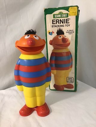 Vintage 1975 Sesame Street Ernie Stacking Toy Educational Puzzle Colors Numbers