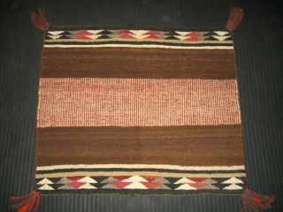 C1925 Navajo Fancy Banded Blanket Rug Native American Indian Churro Wools Twill
