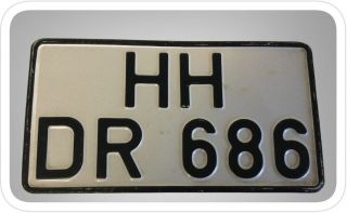 Vintage German Vehicle License Number Plate - Hamburg - Display Prop Use